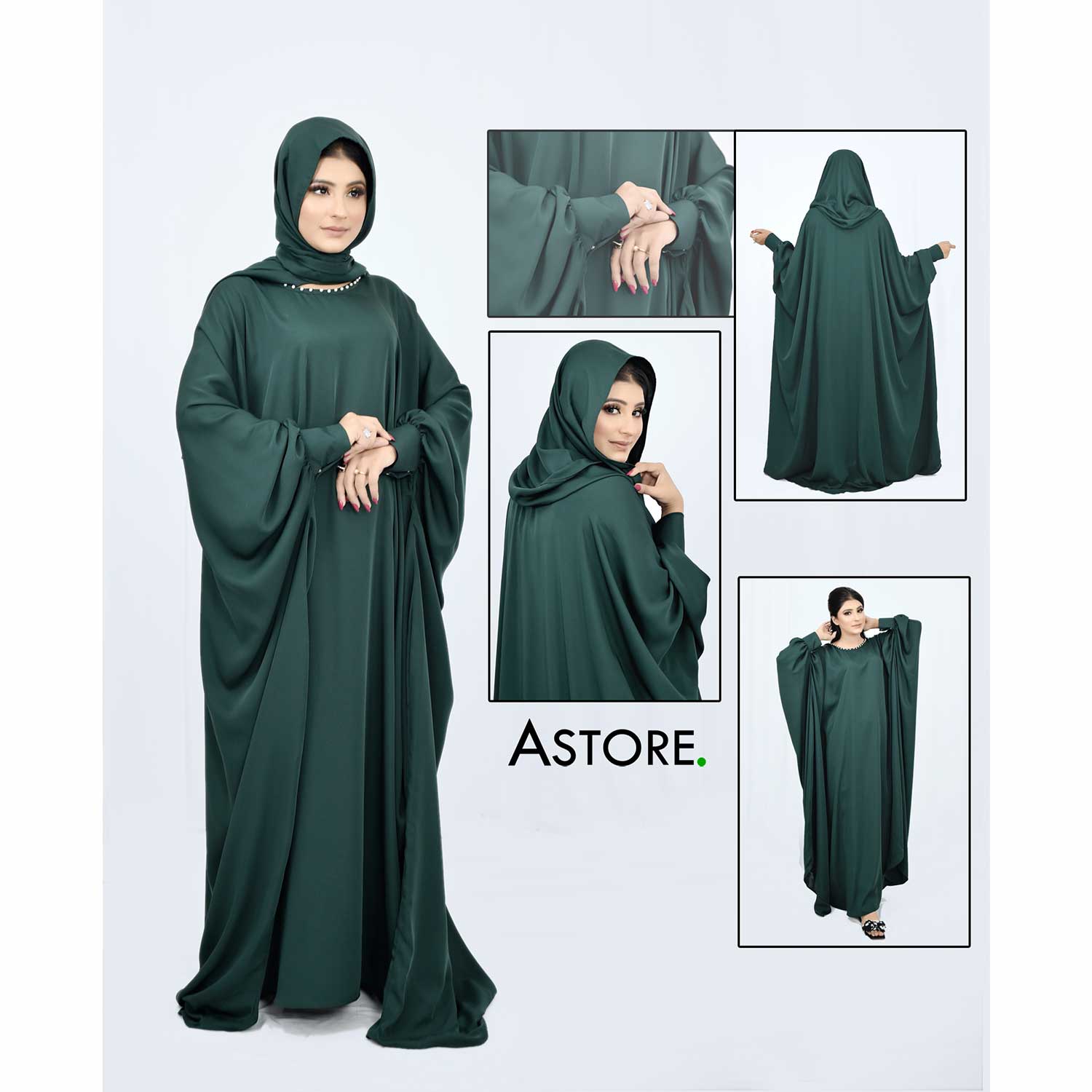 Cuff sleeve abaya (emerald green) - Kaftan Abaya in Pakistan