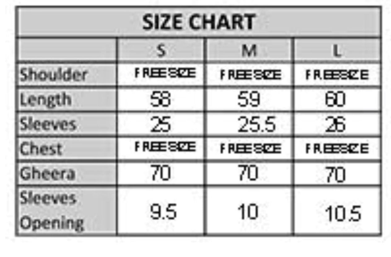 Cuff sleeve abaya (emerald green) - Abaya Size Chart